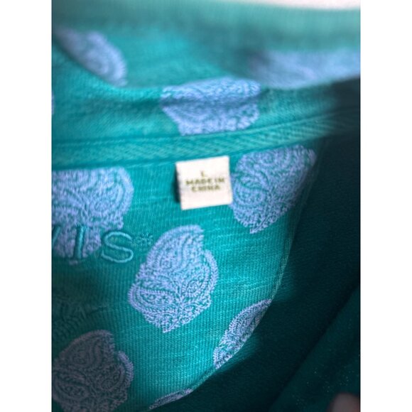 Orvis Womens Teal Paisley Print Half-Zip Pullover Large - Picture 7 of 11